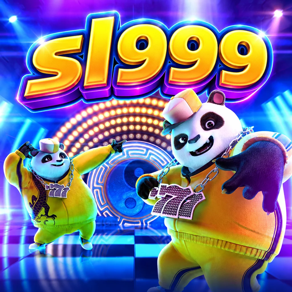 sl999 menampilkan karakter panda bergaya hip hop dengan latar lampu neon di Hip Hop Panda